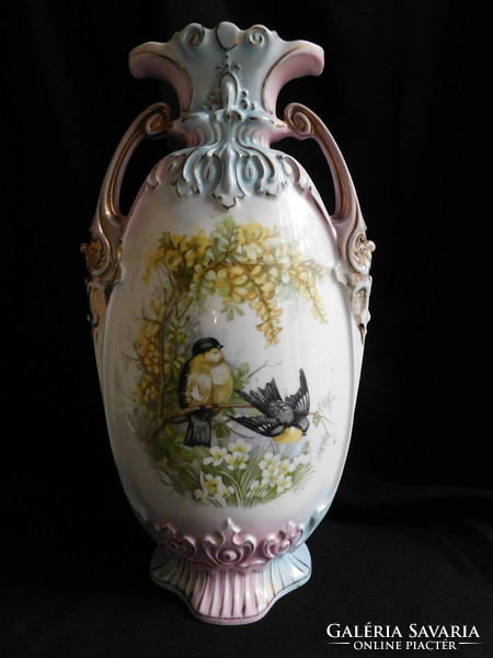 Victoria austrian monarchy era decorative vase with bird decor 33 cm