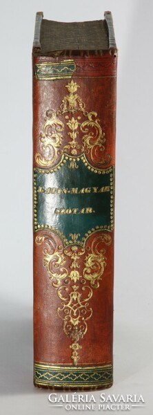 1858 - Latin-Magyar iskolai szótár Bibliofil dúsan aranyozott félbőr kötésben Első kiadás !!