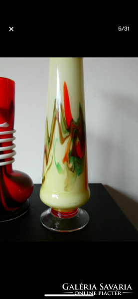 2 blown glass vases, art deco 1970 France, soliflore, hardly used in excellent condition.