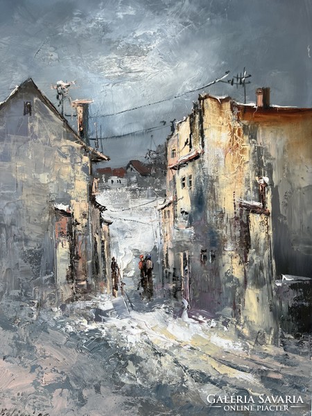 Bubelényi László (1953-2018) Téli sikátor 50x35