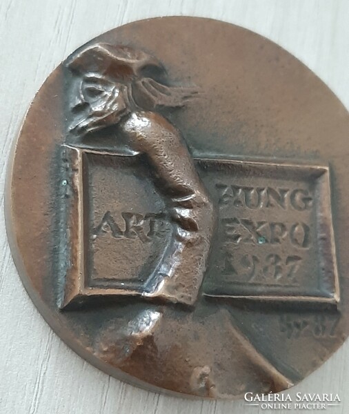 Hungexpo 1987 bronz emlékérem , plakett  Kiss György szigno 6 cm