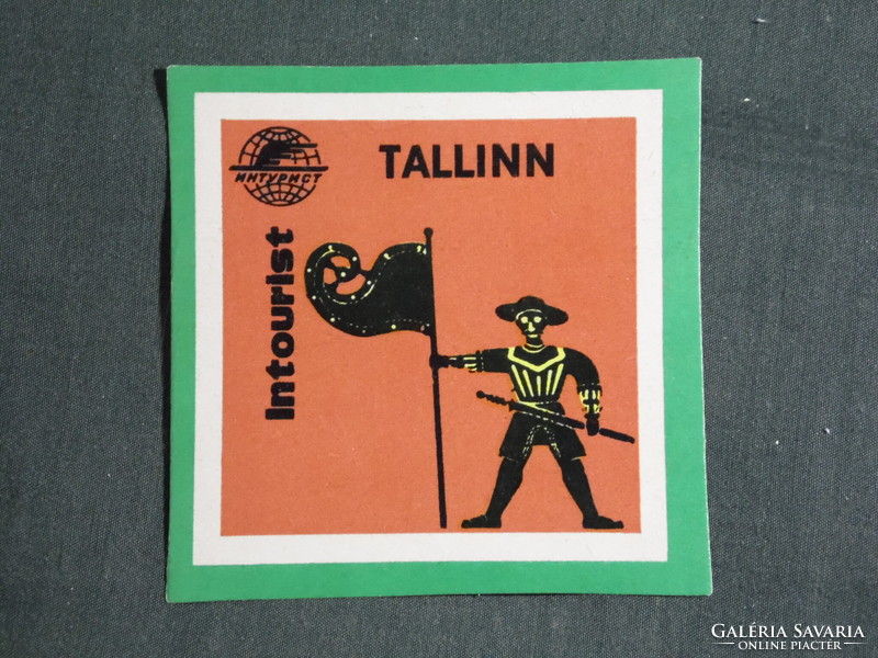 Reklám bőrönd címke,Szovjetunió Intourist utazási iroda,Észtország Tallinn,1950-
