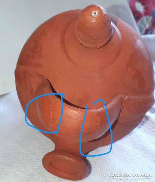 Fazekas kerámia kiöntő, máz nélküli agyag korsó