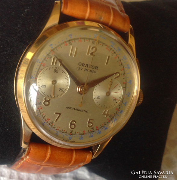 Orator svájci 14k-os arany Chronograph férfi aranyóra