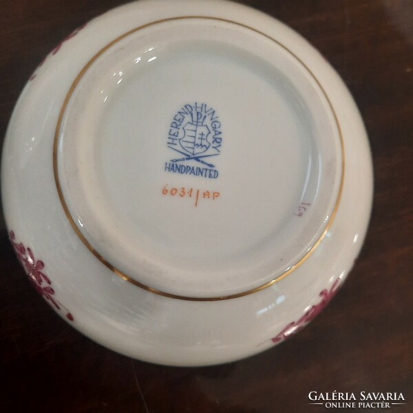 Herendi Pur-pur Apponyi mintás porcelán bonbonier