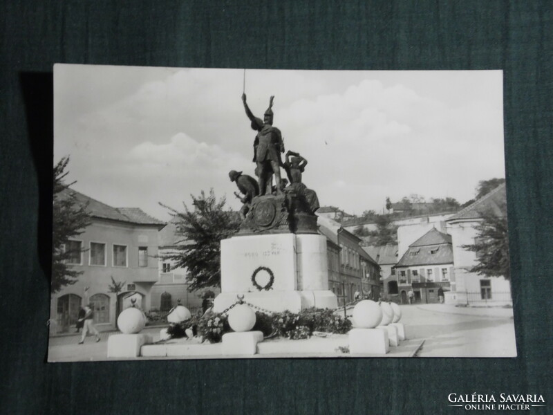 Képeslap, Eger, Dobó István szobor,emlékmű látkép,Stróbl Alajos, 1959-