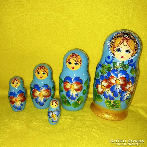 Matrjoska baba 5 db-os. Fából készült figura. Baba.