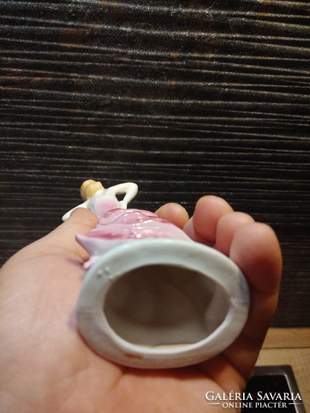 Art deco táncoló női Goldscheider jellegű porcelán figura-ritka pózban