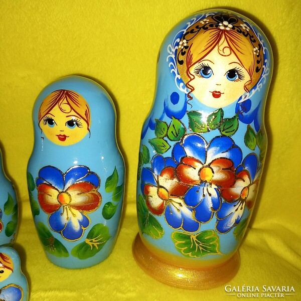 Matrjoska baba 5 db-os. Fából készült figura. Baba.
