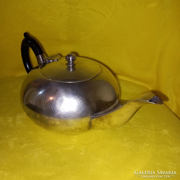 Art-Deco, ezüstözött, angol, jelzett, teás-kávés kanna, kiöntő.