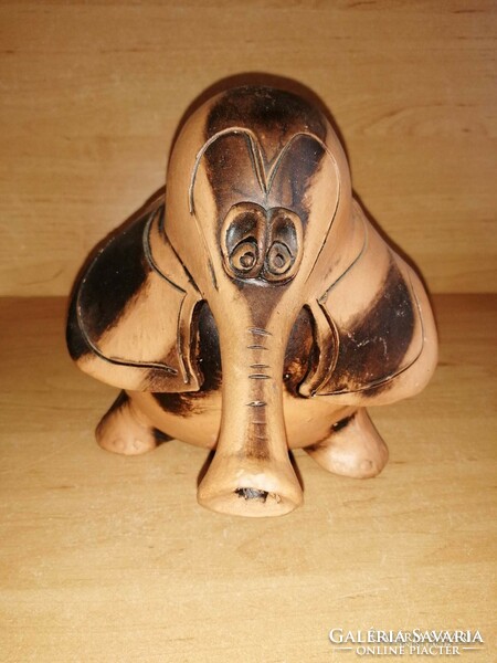 Kerámia terracotta art deco elefánt persely - 14 cm magas (z)