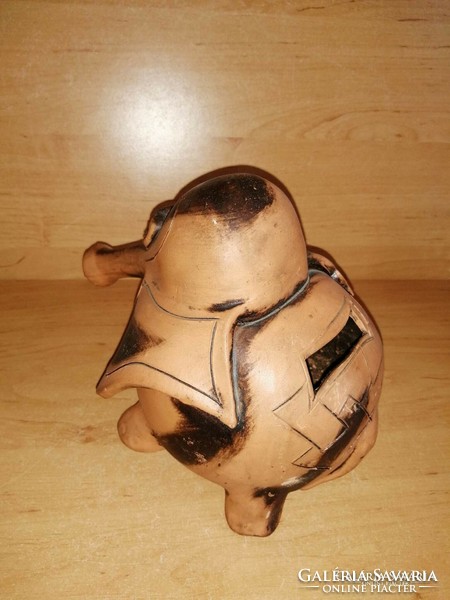 Kerámia terracotta art deco elefánt persely - 14 cm magas (z)
