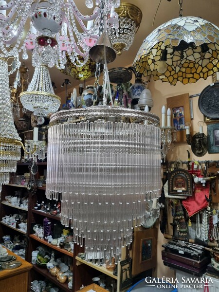 Régi Felújított art deco üvegpálcás függőlámpa