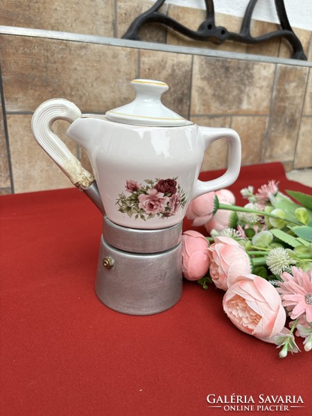 Virágos  Seherezádé kotyogós porcelán kávéfőző nosztalgia darab paraszti dekoráció