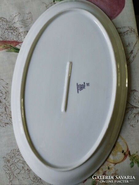 Bohémia ezüst szegélyű porcelán tálaló