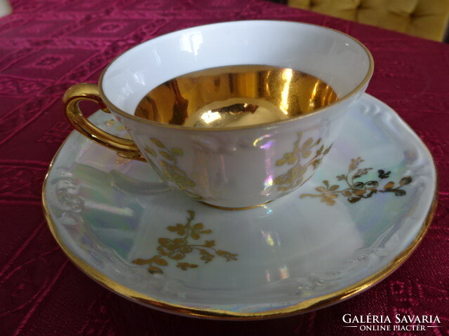EIGL minőségi német porcelán kávéscsésze + alátét, BAD GASTEIN felirattal.