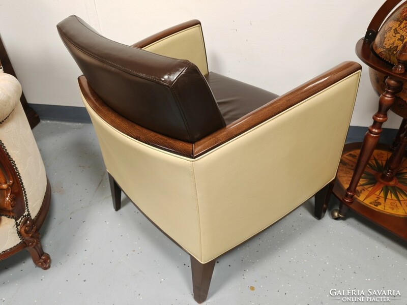 Klasszikus Art Deco bőrfotel ,valódi bőr fotel, kiváló állapotú - klubfotel