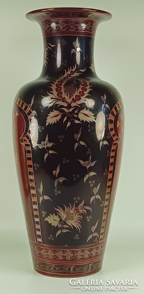 ZSOLNAY NAGY KÉTTÜZŰ EOSIN PORCELÁN VÁZA MESTERMŰ FESTŐ HORVÁTH GYÖNGYI DOLGOZÓ HÖLGYEK (R004)