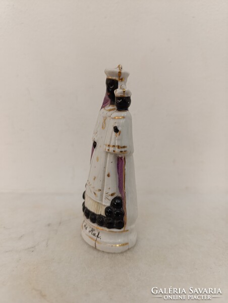 Antik biszkvit porcelán kis fekete Madonna Mária Jézus szobor 19. század keresztény katolikus 745