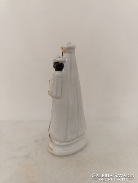 Antik biszkvit porcelán kis fekete Madonna Mária Jézus szobor 19. század keresztény katolikus 745