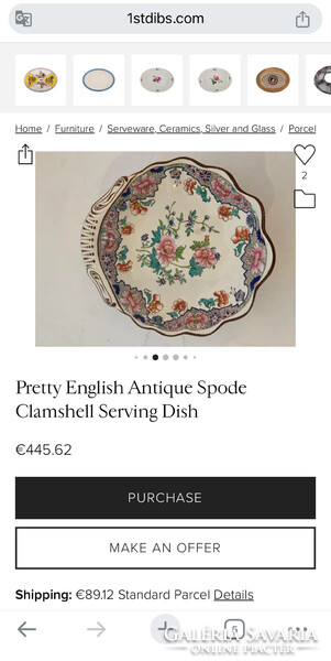 RITKA! Lenyűgöző Spode kagyló alakú chinoiserie kínáló, 1820 körül