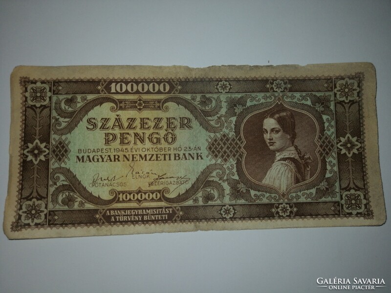4 db Százezer pengő 1945,sérült