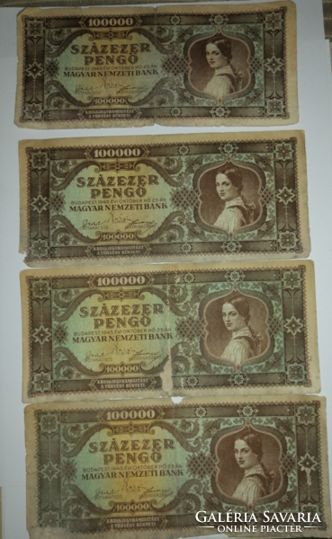 4 db sérült Százezer pengő 1945