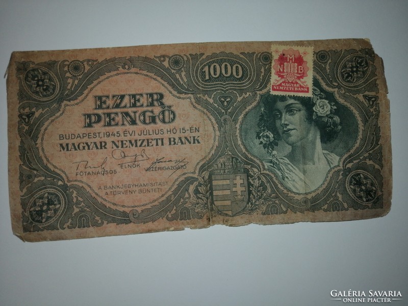 3 db Ezer pengő 1945 sérült