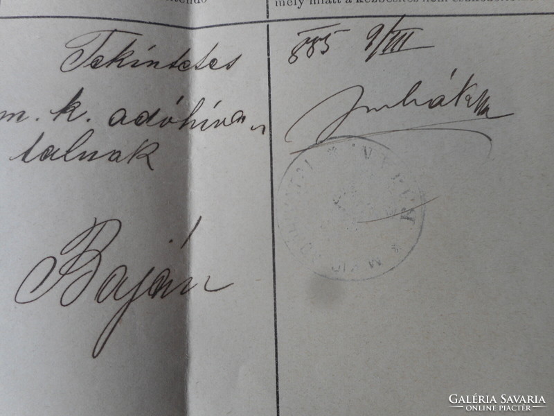2 db antik kézbesítési ív (Moson megye 1866, Baja 1885)