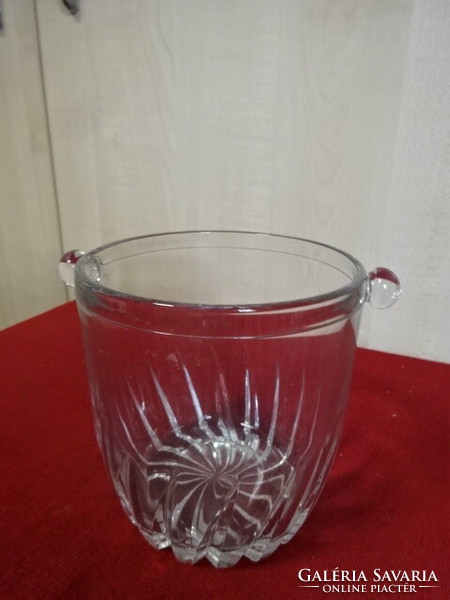 White glass ice cube holder, height 13 cm, diameter 12 cm. Emi