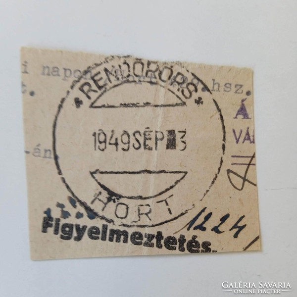 D204161   Rendőrség  RENDŐRŐRS   HORT  -Heves vm.  1949  -dokumentumból kivágva
