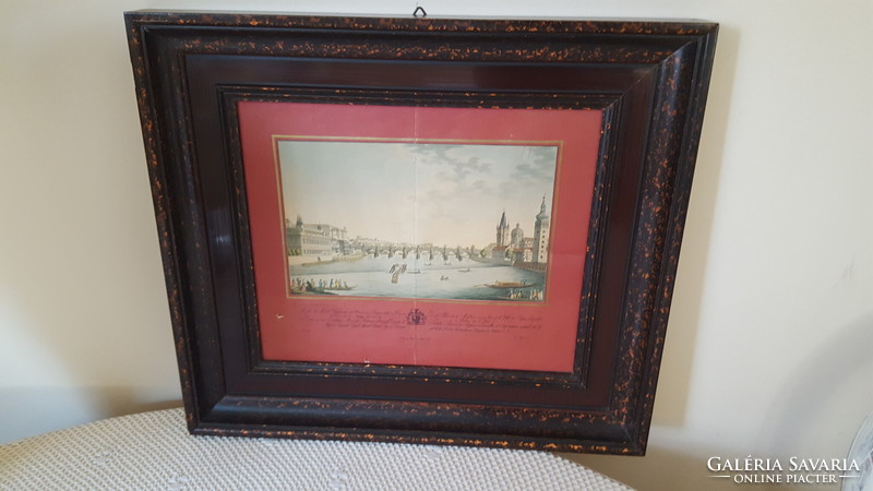 Szép fa képkeret,nyomattal 45.5x40.5cm.