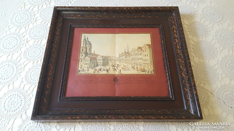 Szép fa képkeret,nyomattal 45.5x40.5cm.