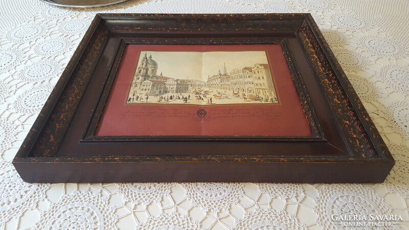 Szép fa képkeret,nyomattal 45.5x40.5cm.