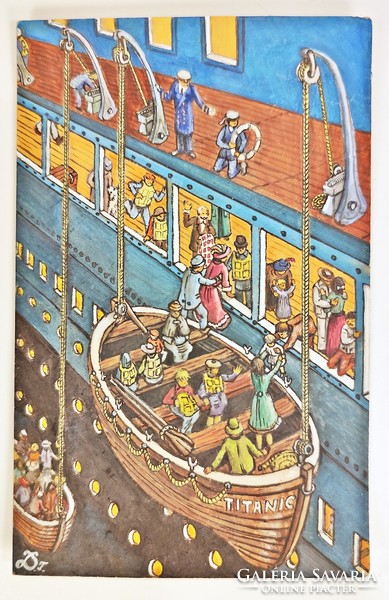 TITANIC, 4 DB. KISMÉRETŰ TEMPERÁVAL FESTETT KÉP A TITANIC KATASZTRÓFÁJÁRÓL !