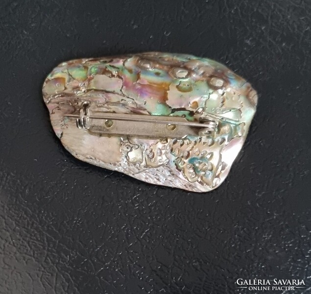 Abalone paua páve színjátszós kagyló bross kitűző
