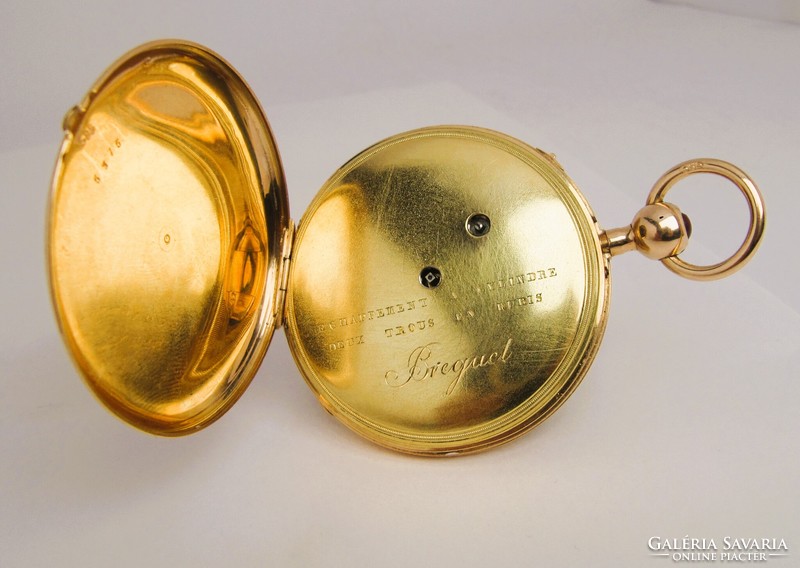 RITKASÁG ,BREGUET NEGYEDÜTŐS 14K ARANY ZSEBÓRA, 1830-35