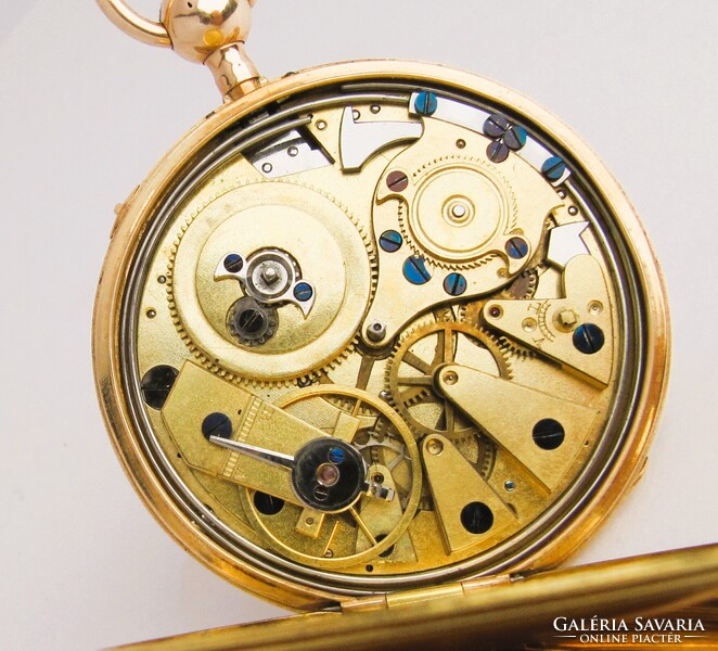 RITKASÁG ,BREGUET NEGYEDÜTŐS 14K ARANY ZSEBÓRA, 1830-35