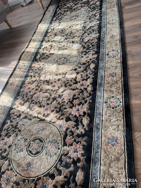 Gyönyörű egyedi bambuszselyem szőnyeg 120x400 különleges, ritka darab