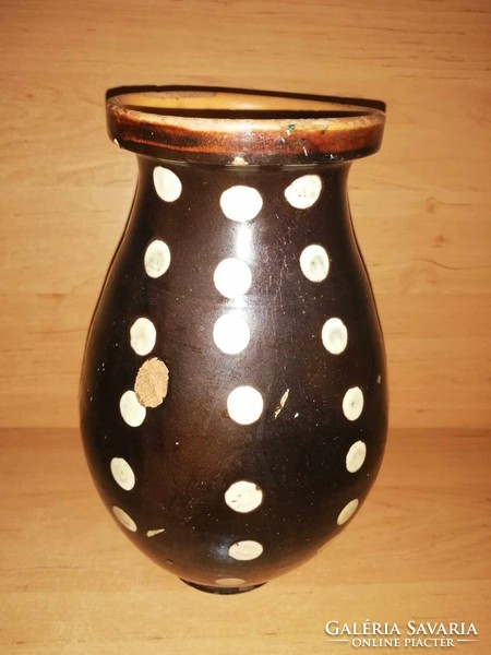 Antik mázas pöttyös szilke köcsög - 26 cm magas