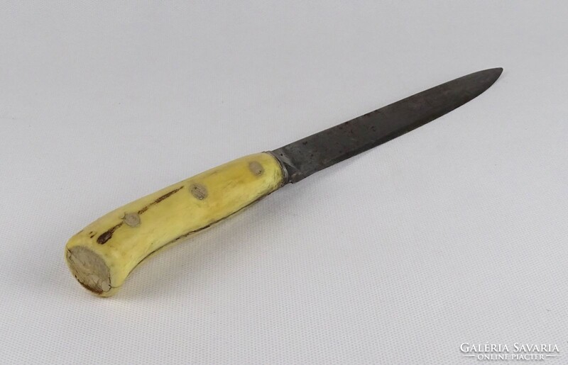 1S854 Régi csont markolatos vércsatornás vadászkés 32 cm