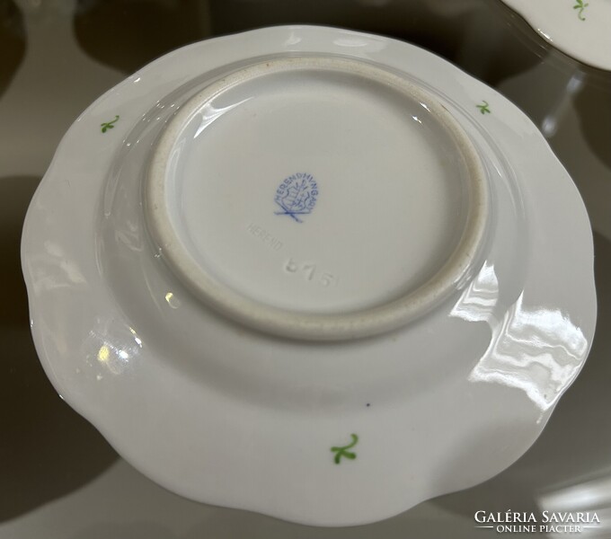 Herendi porcelán virágmintás süteményes készlet