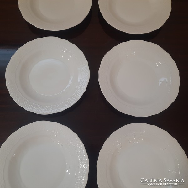 6 db Fehér Herendi porcelán süteményes, desszertes tányér készlet