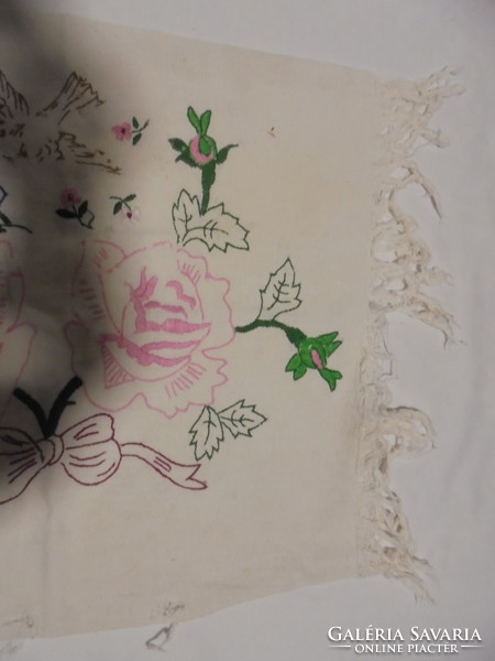 Régi, kézzel hímzett díszpárna - virágok, galamb,...