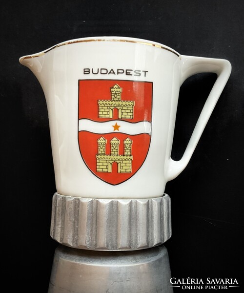 Hollóházi retró kávéfőző régi piroscsillagos Budapest címerrel