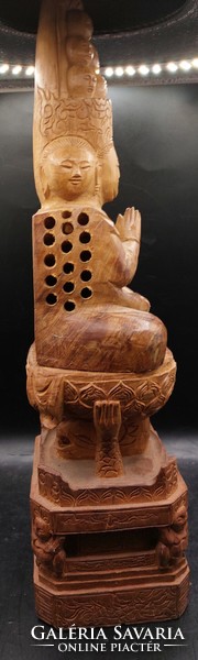 Buddha szobor fából, XIX. század, 40 cm-es magasságú.8653