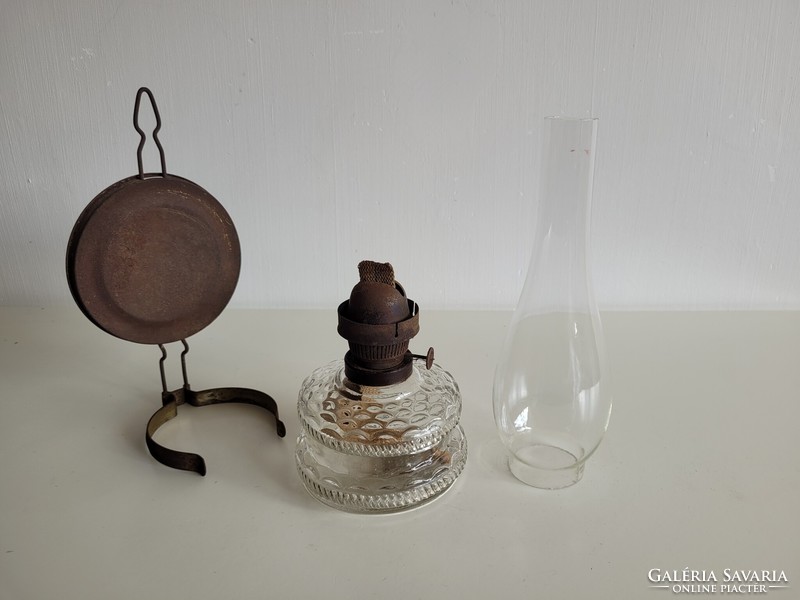 Régi vintage 34 cm nagy üveg petróleum lámpa fali asztali éjjeli lámpa