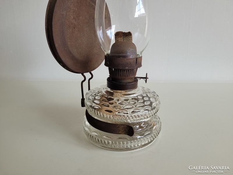 Régi vintage 34 cm nagy üveg petróleum lámpa fali asztali éjjeli lámpa