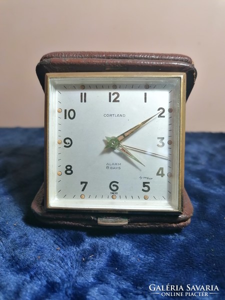 Antik, svájci, Imhof gyártmányú utazó óra, 8 napos