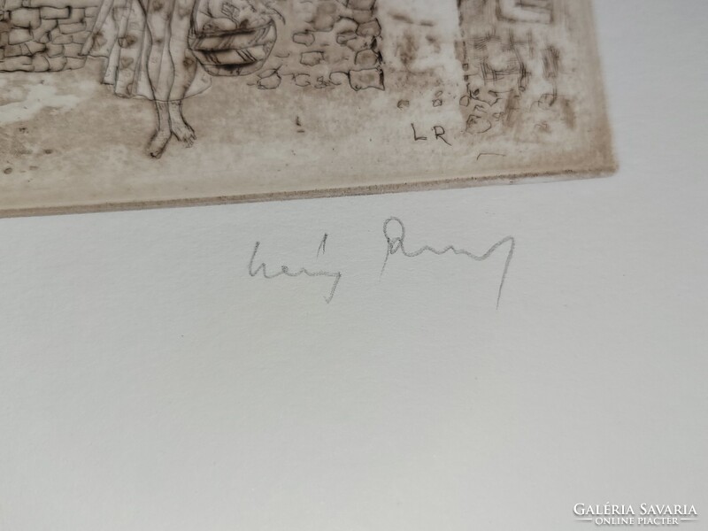 Láng Rudolf Lányok eredeti rézkarc